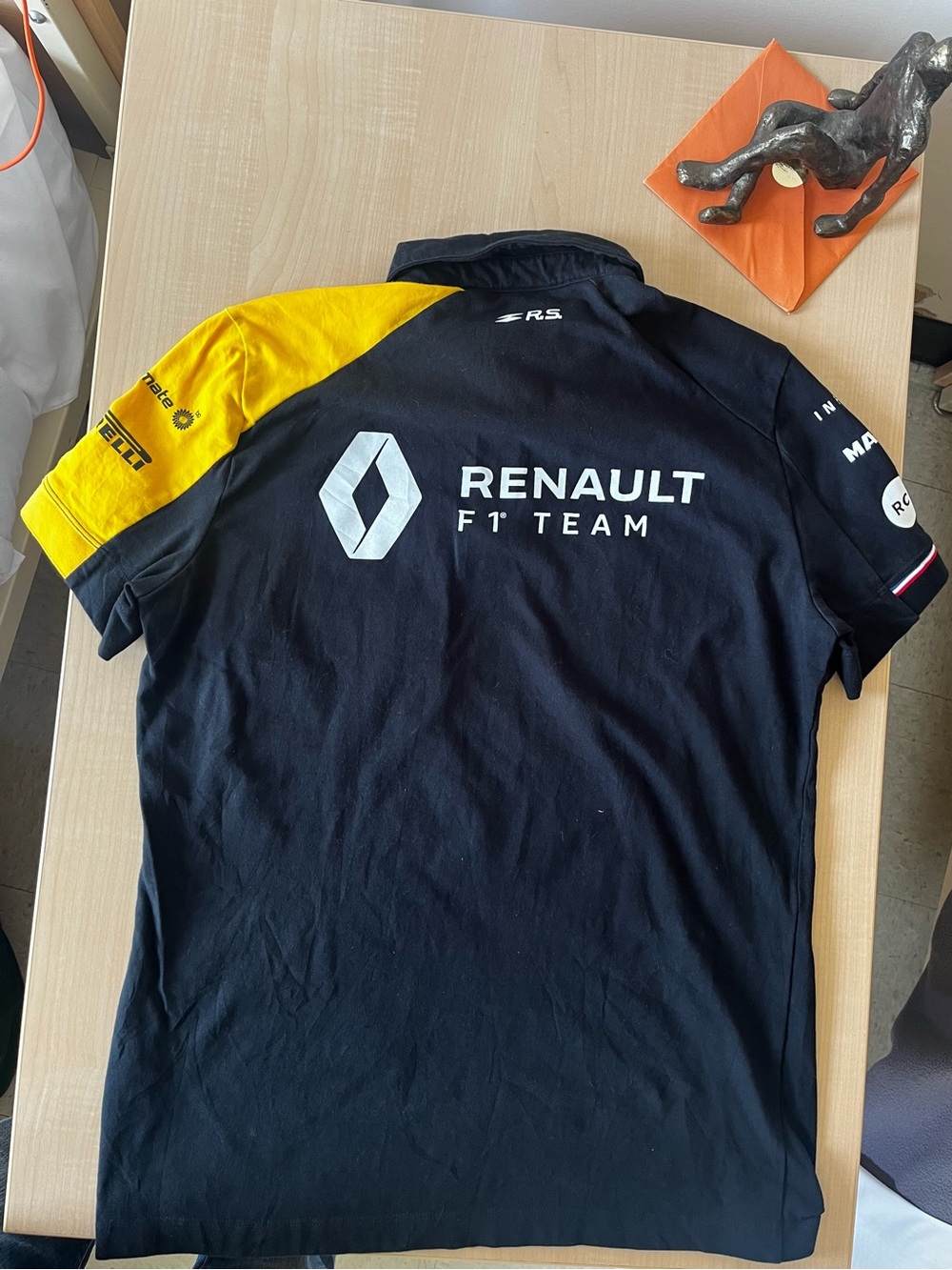 Le Coq Sportif Men's Black Polo with Yellow Shoulder Accent - Picture 2 of 3